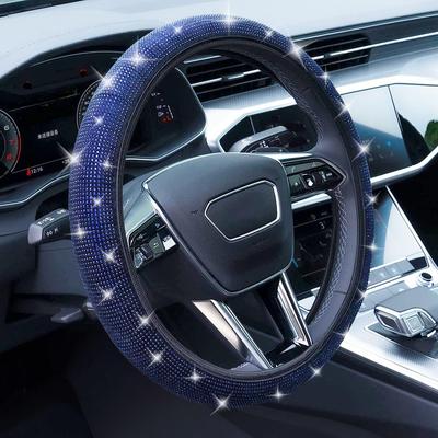 Bling Lenkradbezug, Strass-Lenkradbezug mit Kristall-Diamant für Damen, Funkelnder Auto-Radschutz Universell Passend 14-15 Zoll