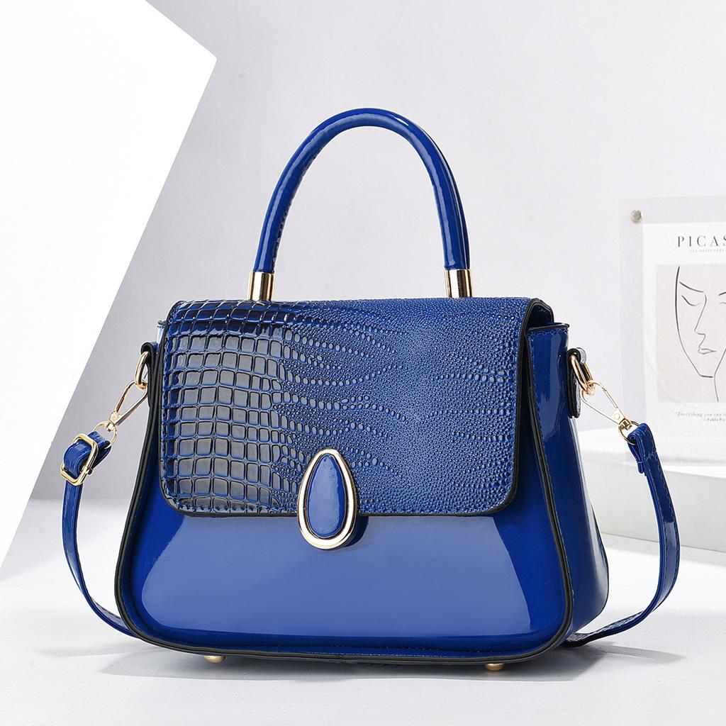 Fashionable Shiny Leather Small Bag with Long Embossed Crocodile Pattern Texture, Single-shoulder Hand-held Small Bag