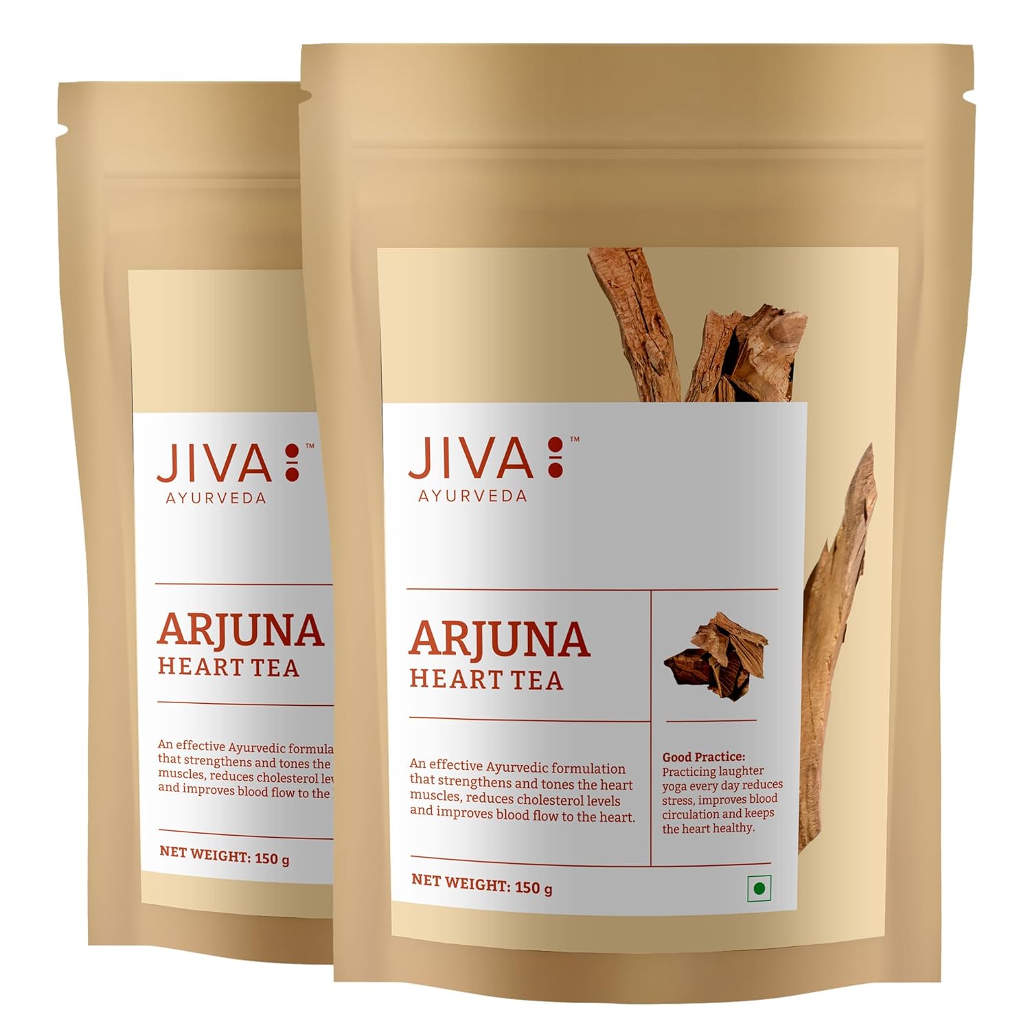 

Jiva Arjuna Аюрведичний чай без кофеїну 150 г Упаковка 2 шт. | Чиста натуральна користь Арджуни для серця та здоров я