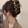 Pinza a morsetto in metallo ad alto livello con fiocco per capelli 2024 per donna: Pinza per Capelli a Forma di Squalo, Grande, Elegante, Stile Freddo, per la Nuca