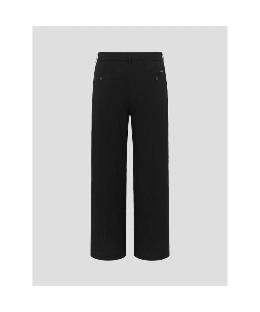 Binpolmen Crepe Elastic Waist Wide Pants Black