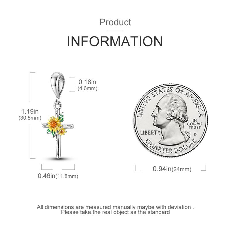 Original Charms Copper Creative Sunflower Crucifix Pendant Fit Charms Plata Bracelets For Women Women Jewelry Making Diy