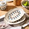 Retro Small Flowers Ceramic Plate High End Household Rice Bowls Exquisite Dumpling Plates Delicious Restaurant Dishes Soup Bowl