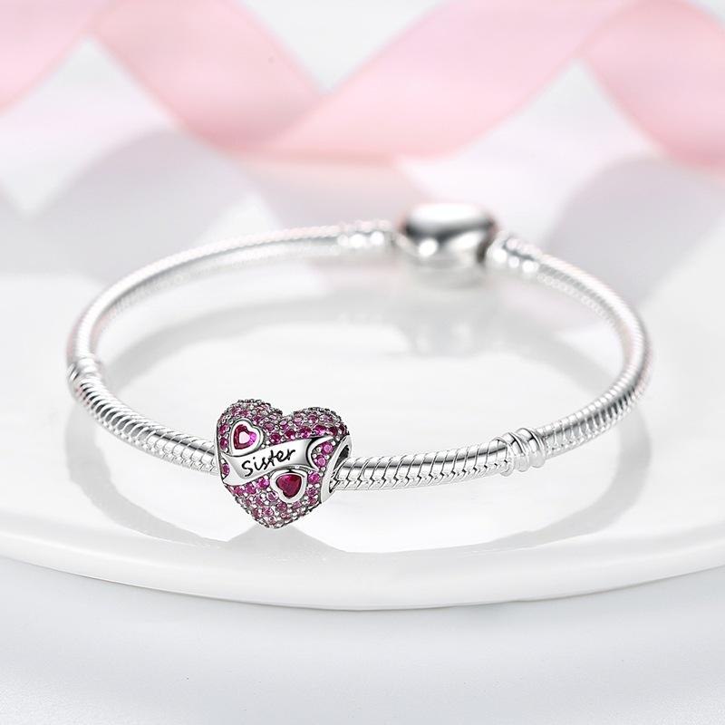 Copper Plated 925 Silver Family Friendship Series Love Beads Pendant Diy Beads Bracelet Necklace