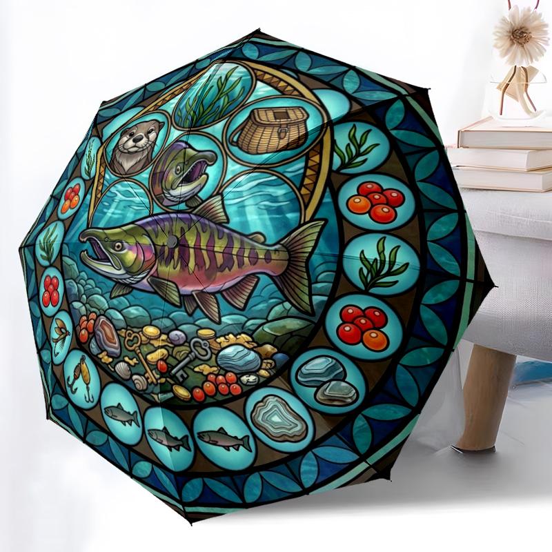 Festival Symbols pattern umbrella, portable and foldable design, 8 ribs, a casual accessory for Halloween, Christmas, and birthday gifts.