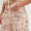 Barrel Jeans for Women Floral Print Boyfriend Baggy Jeans Casual Mid