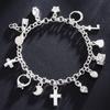 European & American Multi-Element Rhinestone Pendant Bracelet - Unisex Fashion Accessory