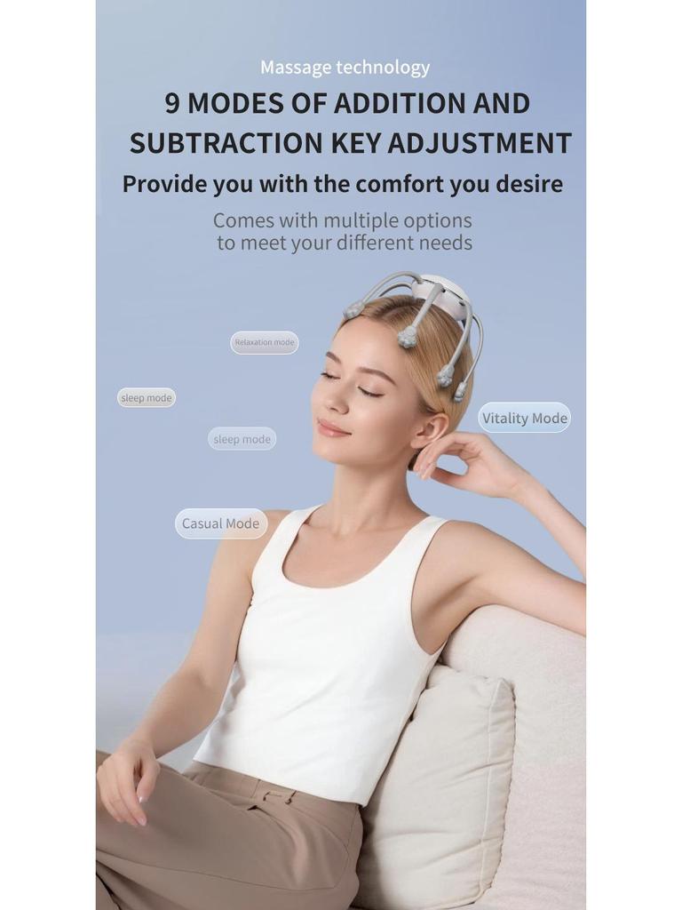 Cross-Border Automatic Octopus Head Massager: Full Head Kneading Vibration Massage Device