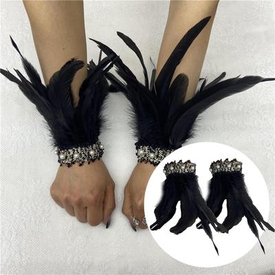 1 Pair Feather Wrist Cuffs Artificial for Halloween Party Prom