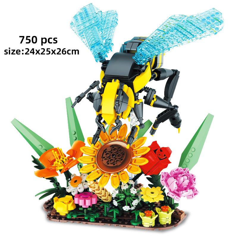 Технические Цветок Насекомое Божья коровка Медоносная пчела Пчела Богомол Строительные блоки Животное Птицы Насекомое Креативные MOC Игрушки