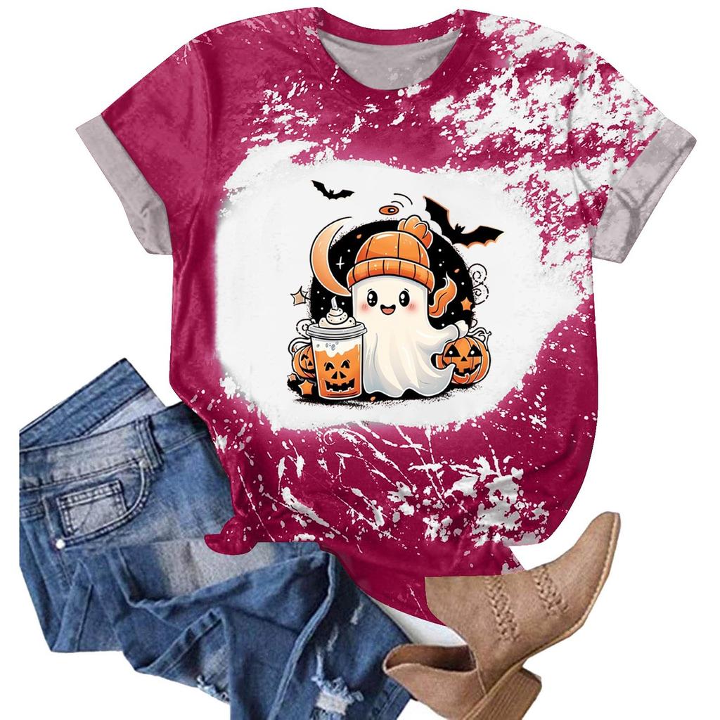 Halloween Shirts for Women Cute Shirt Fall Tshirt Gradient Graphic Tees Casual Short Sleeve Tops