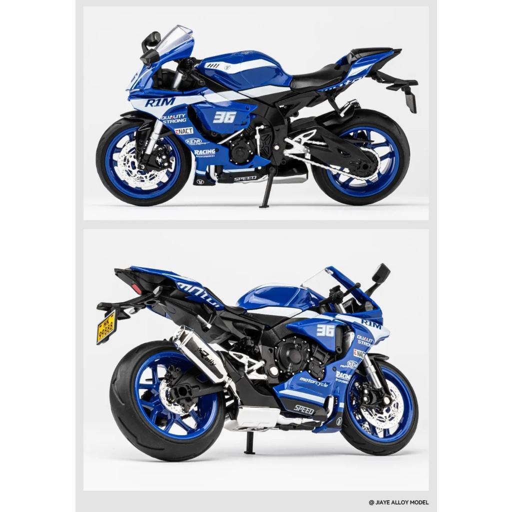 1/12 Yamaha YZF-R1M Alloy Racing Motorcycle Model Simulation Diecast Metal Cross-Country Motorcycle Model Sound and Light Kids Toy Gift
