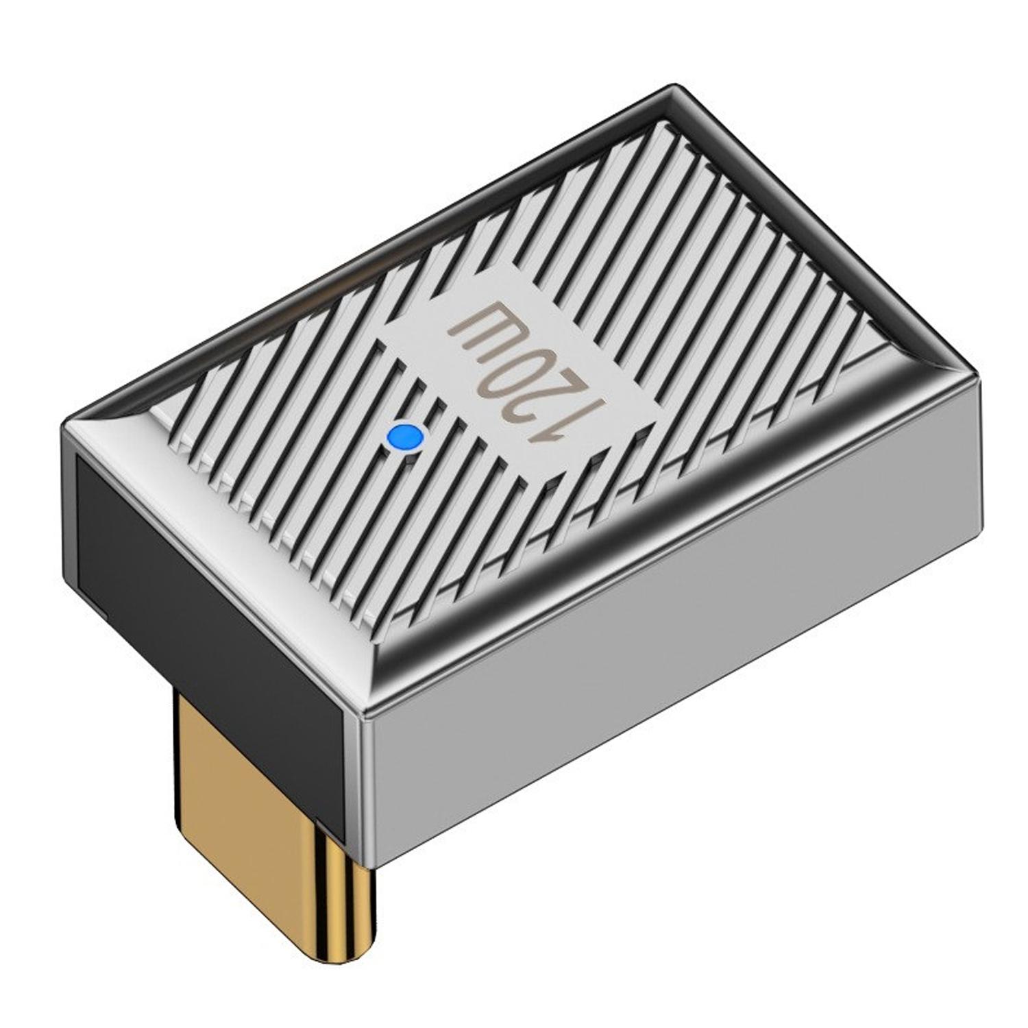 

120W 10Gbps USB-A 3.1 Female to Type-C Male Up Angled OTG Adapter Silver
