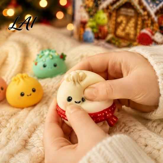 Unique Collectible Toy Advent Christmas Squeeze Dolls 2026 Calendar, 24-Day Dumpling Bun Fidget Party