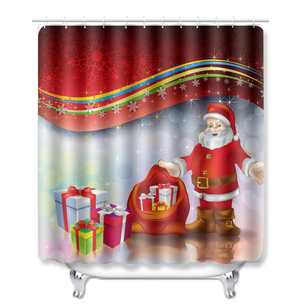 Christmas Home Door Mat Bathroom Toilet Shower Curtain Four-Piece Floor Mat Bedroom Absorbent Carpet