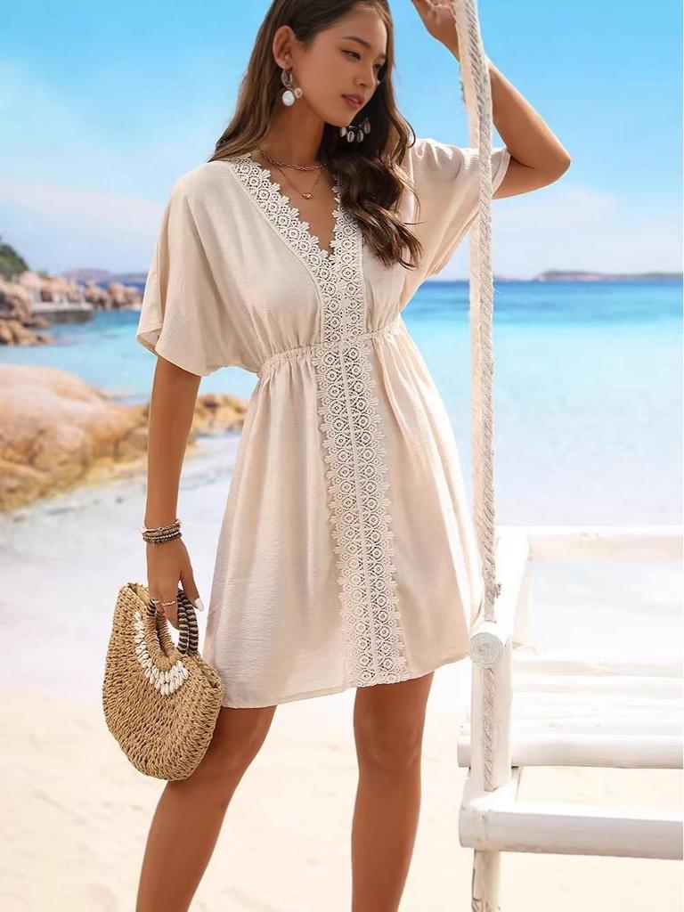 2025 Krajkový Patchwork Plážové Šaty Zakrytí na Bikini