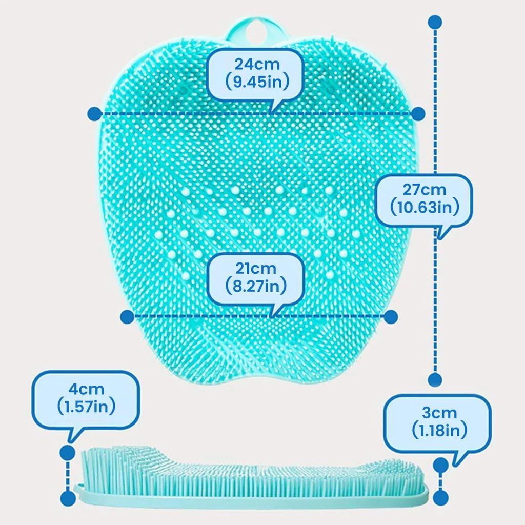 Shower Foot Scrubber Cleaner with Suction Cup Non-slip PVC Foot Massage Scrubber Multifunctional Massage Mat Portable Shower Mat