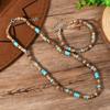 New Coconut Shell Turquoise Beaded Elastic Line Men's Bracelet Necklace