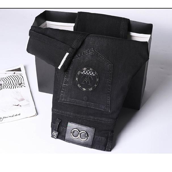 

2024 Весна и Осень Новые Тисненые Джинсы Мужские Прямые Трубчатые Свободные Большие Повседневные Мужские Брюки 29 чёрный