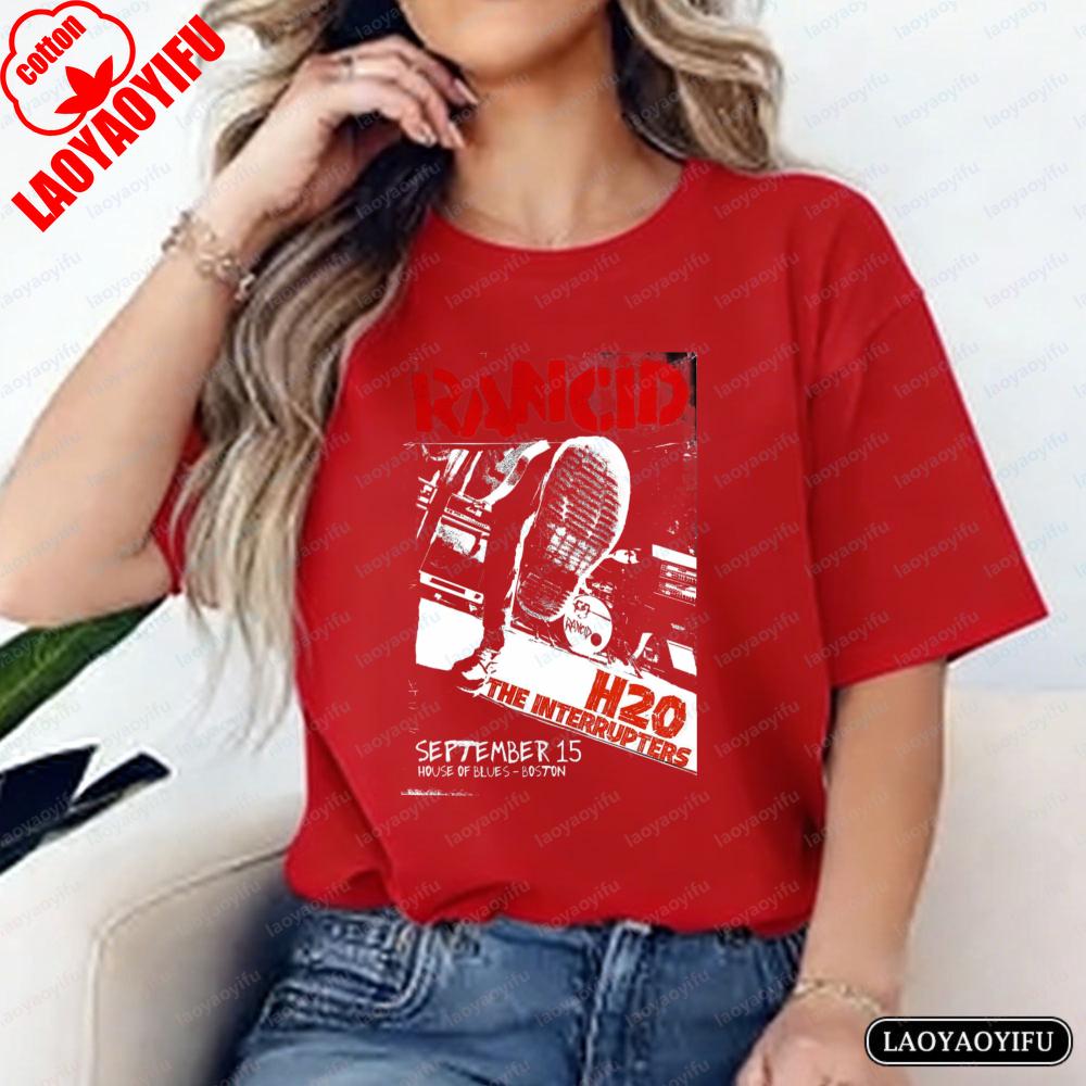 Rancid H2O The Interrupters Band Logo Print Casual Streetwear Unisex Cotton TShirt Summer Trendy Cool Y2k Tops for Women Unisex