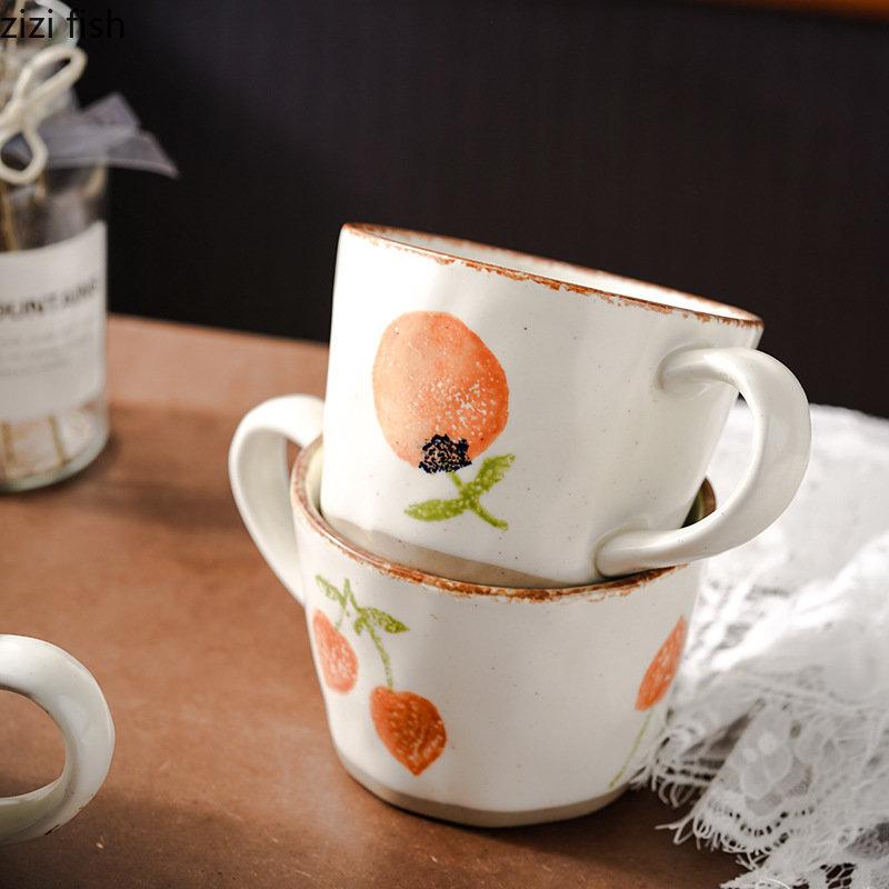 Ceramic Mug Creative Hand-painted Coarse Pottery Coffee Mug Office Afternoon Tea Milk Cup Juice Cup Water Cup Household Goods