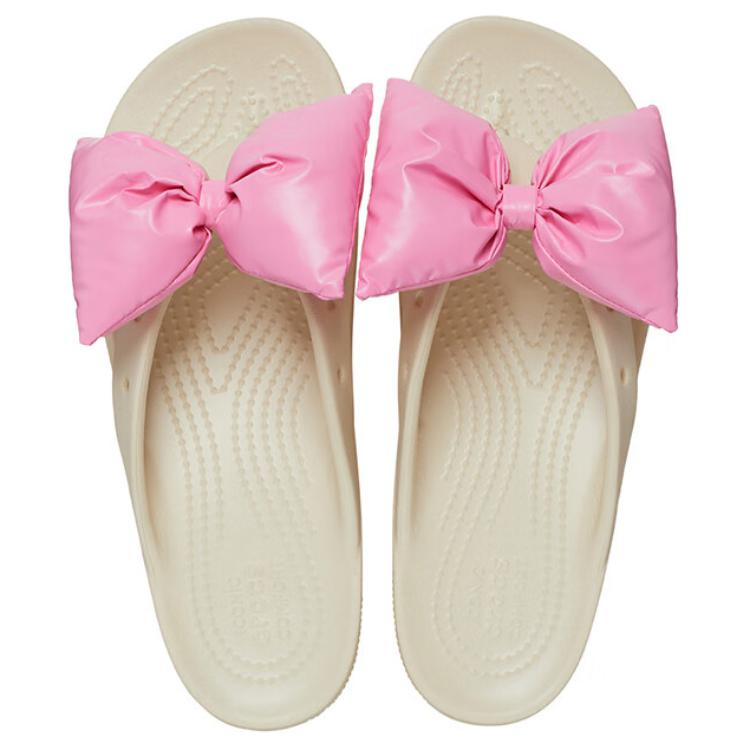 Crocs Classic Cloud Bow Simple Anti-Slip Antibacterial Flip-Flops Women Footwear Bone-White 210182-2Y2
