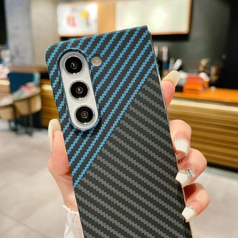 Husă Subțire cu Model din Fibră de Carbon pentru Telefon Samsung Galaxy Z Fold 7 6 5 4 3 Capac Dur din PC