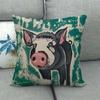 Retro Bemalte Schweine-Serie Muster Digitaldruck Kurzer Plüsch Kissenbezüge für Auto Sofa Büro Kissenbezug Heimtextilien