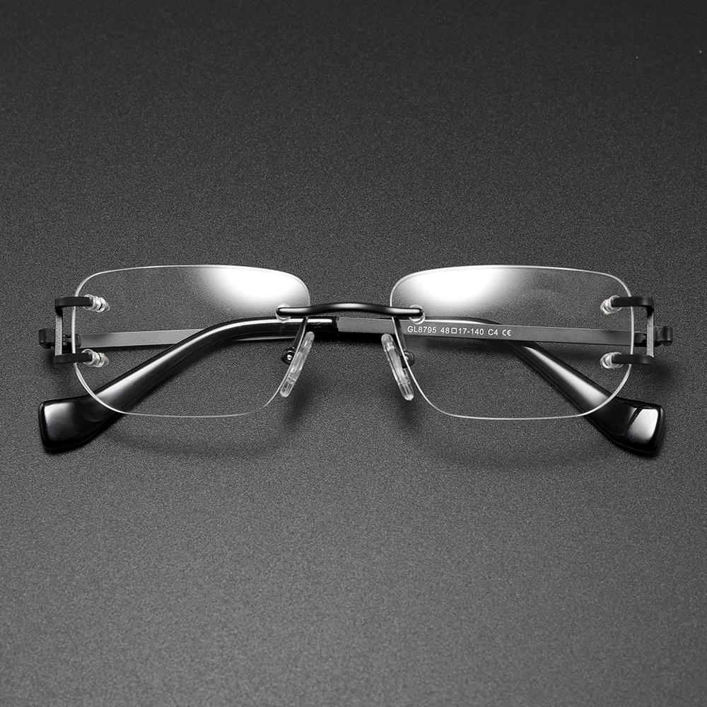 

Photochromic Reading Eyeglass Frames Men Fashion Brand Design Simple Rimless Myopia Glasses Customized Prescription Glasses Men 0(NO BLUE LIGHT)