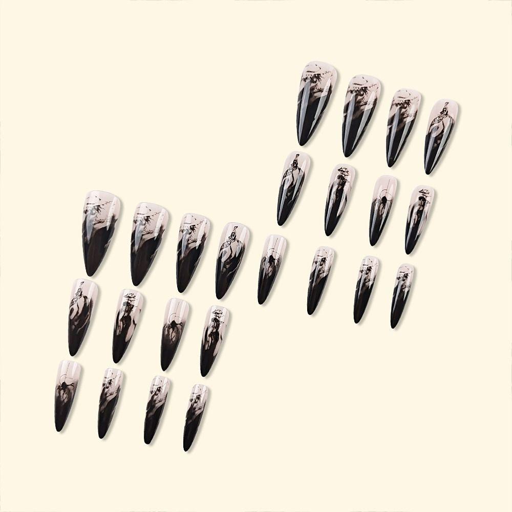 24/30PCS Gilt French Fake Nail Spice Glitter Press On Nails Reusable False Nail  for Women Girl