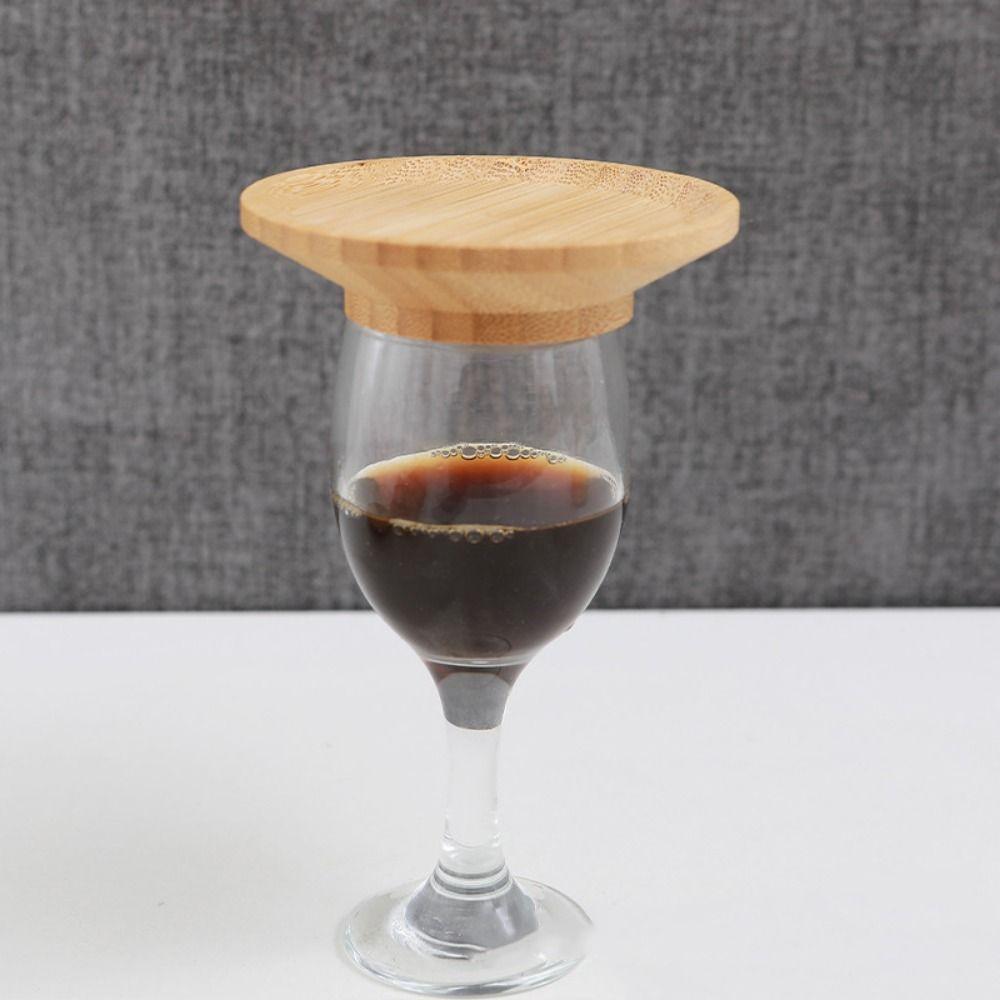 4Pcs Handmade Wine Glass Covers Leakproof Wooden Red Wine Lid Wine Glass Topper  Restaurants