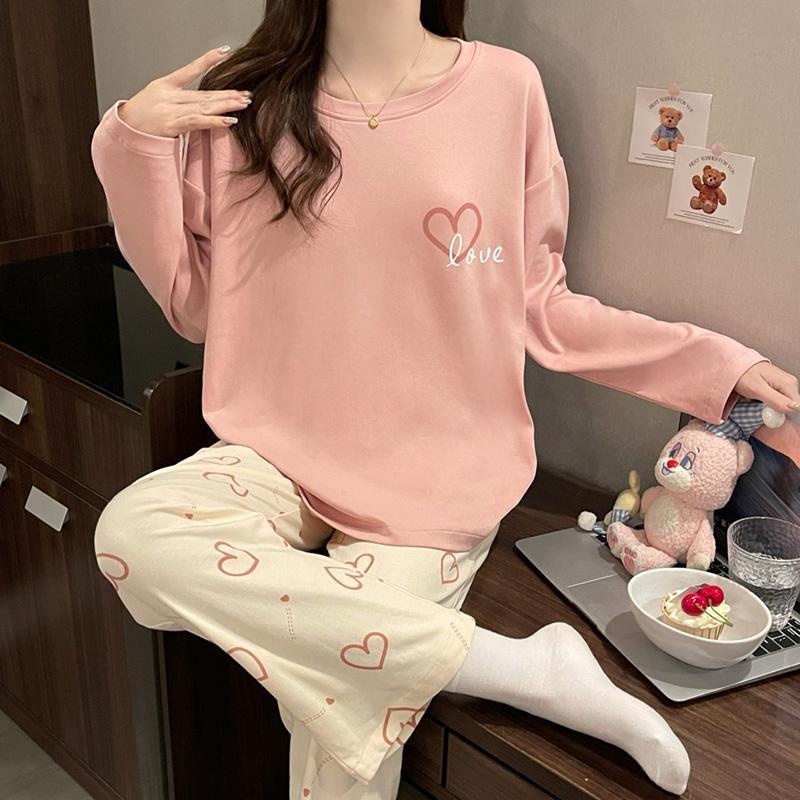 

Весна и осень, новый женский пижамный комплект домашней одежды для девочек и студентов, повседневный, удобный, с длинными рукавами, длинные брюки, комплект домашней одежды M