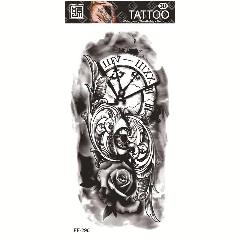 Adesivi per tatuaggi impermeabili Yuanhua - Totem con testa di lupo e disegni di testo arabo