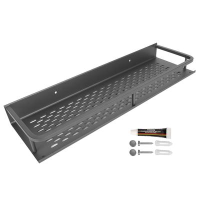 Wall Mounted Bathroom Shelf Punch Free Draining Hole Space Saving Floating Shelf 40cm Gray