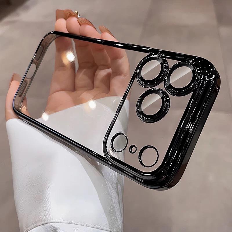 Applicable to iPhone17ProMax electroplated PC mobile phone case Apple 16 with its own lens film all-inclusive hard protective case 13