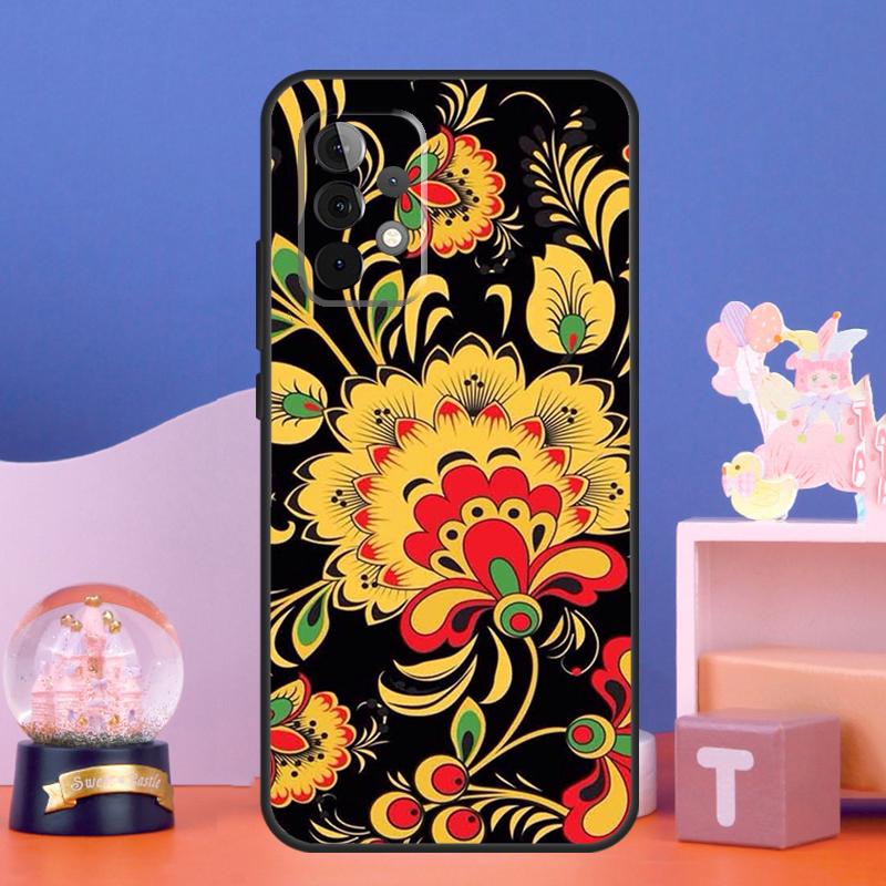 Russian Scarf Floral Case For Samsung Galaxy A17 A06 A16 A26 A36 A56 A55 A35 A15 A32 A52 A13 A33 A53 A14 A34 A54
