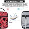 Bedruckte Valentinstag-Lunchtasche mit Seitentasche für Frauen Liebesherzen Isolierte Box Thermische Mahlzeitentrage für Arbeit Picknick Büro