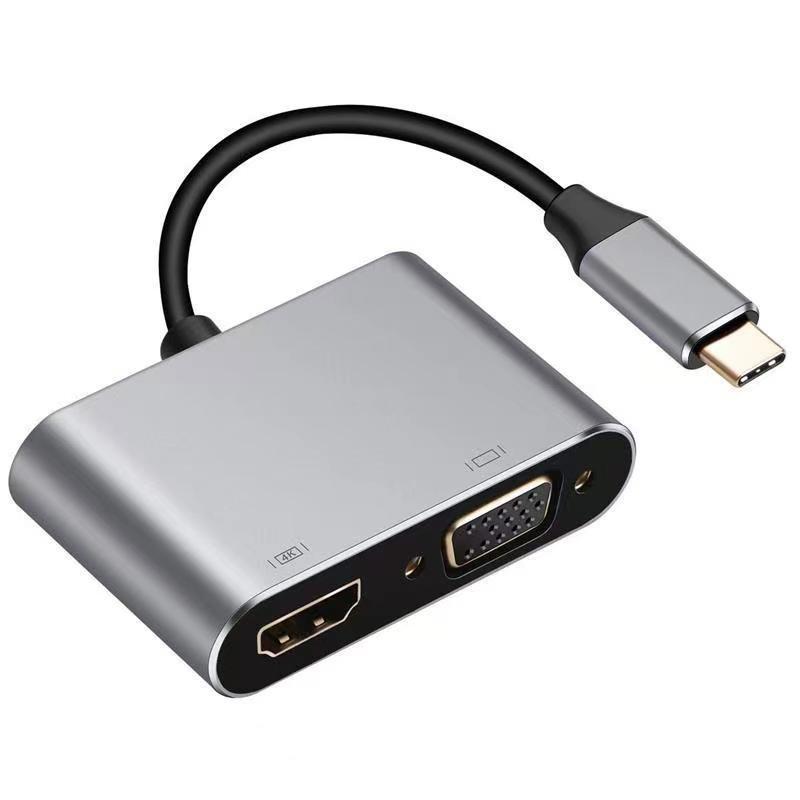 Type-C 4-in-1 Dual HDMI Screen Mirroring & Extended Display HD Expansion Dock with USB 3.0 Hub Converter
