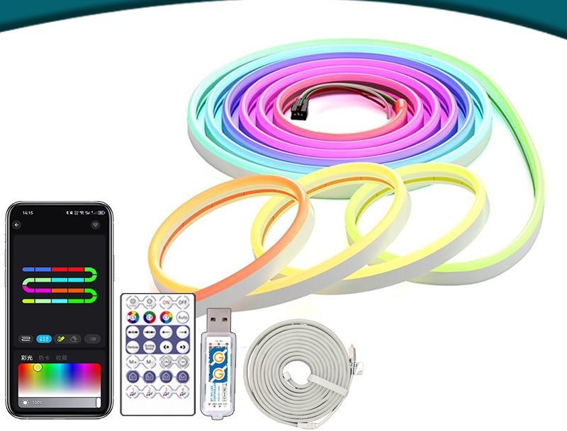 USB Powered RGBIC Neon LED Strip Lights, APP Control & Music Sync Ambient Lighting, DIY Decor for Bedroom, Kitchen, TV and Party