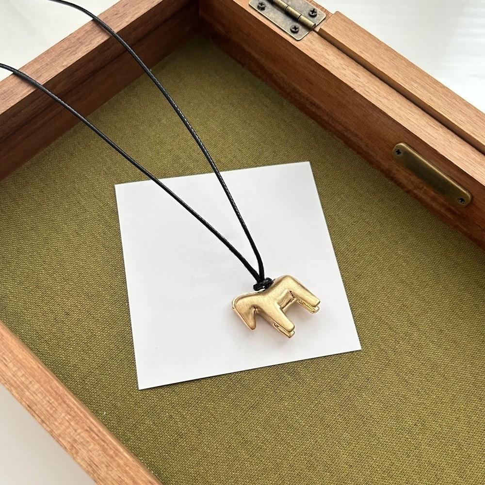 Adjustable Horse Pendant Necklace Long Leather Rope Necklace Pony Sweater Chain  Decoration