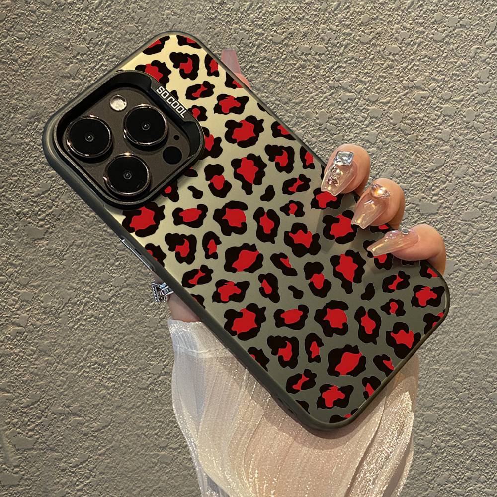 Leopard Print Phone Case For IPhone 17 16 15 Pro Max Plus 14 13 12 11 Black White Shockproof Phone Cover