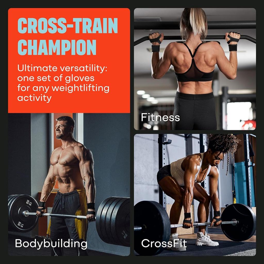 1 Pair Weight Lifting Gloves,Built-In Wrist Wraps Full Palm Protection,Grip Great For Pull Ups Cross Training Fitness Men&Women