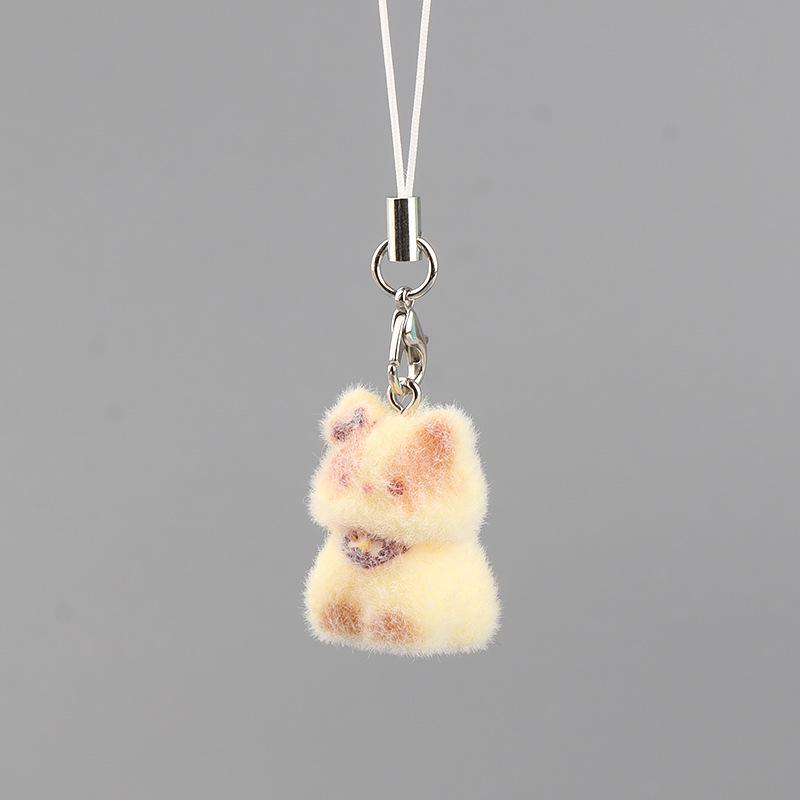 Cute Flocked 3D Resin Bear Keychain Sweet Creative Student Phone Chain Pendant Bag Accessory Phone Strap Gift