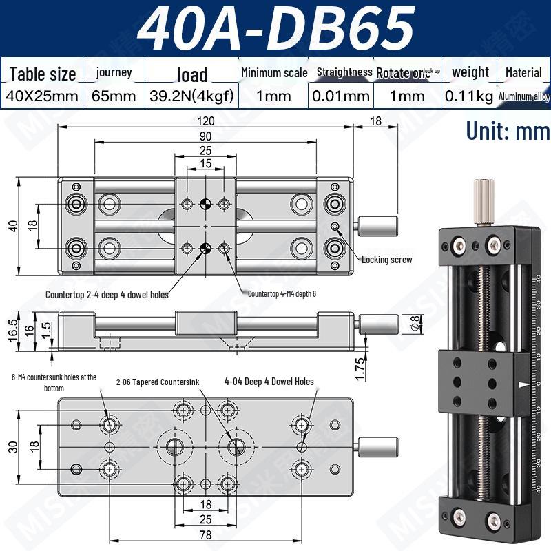 Heavy Load Precision Linear Slide Table with Fine-tuning Screw Rod - 50/80/100 Stroke