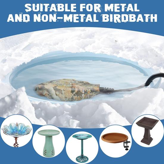 

Ефективний безпечний обігрівач ванни для птахів Металевий практичний автоматичний антиобледенитель для ванни для птахів для саду USB Plug білий