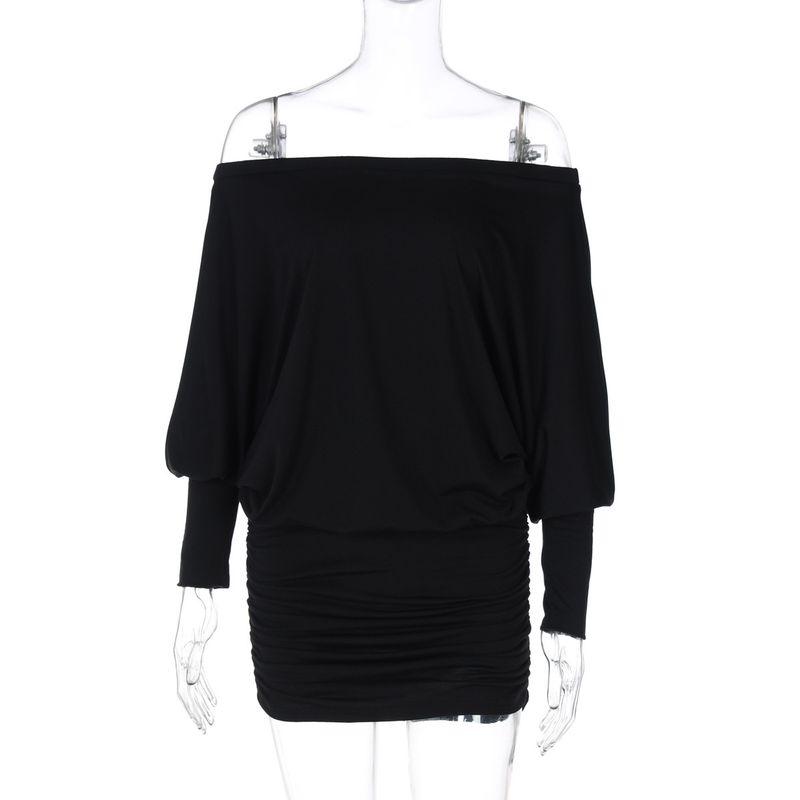 

Strapless One Neck Hip Hugging Dress Tube Top off-Shoulder Collar Sheath Dress Black L