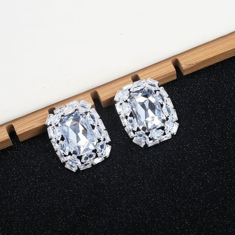 

European, American and French Style Diamond Square Street Shot Zircon Earrings Ear Clips Without Piercing