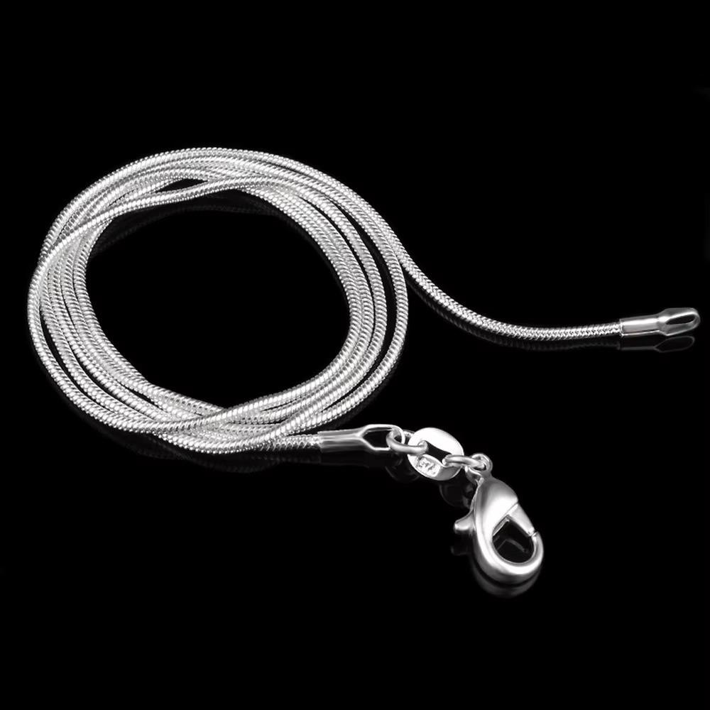 1MM Silver-Plate Snake Chain Necklace Chokers for Women Statement Jewelry Silver Color Elegant Fashion Accessories