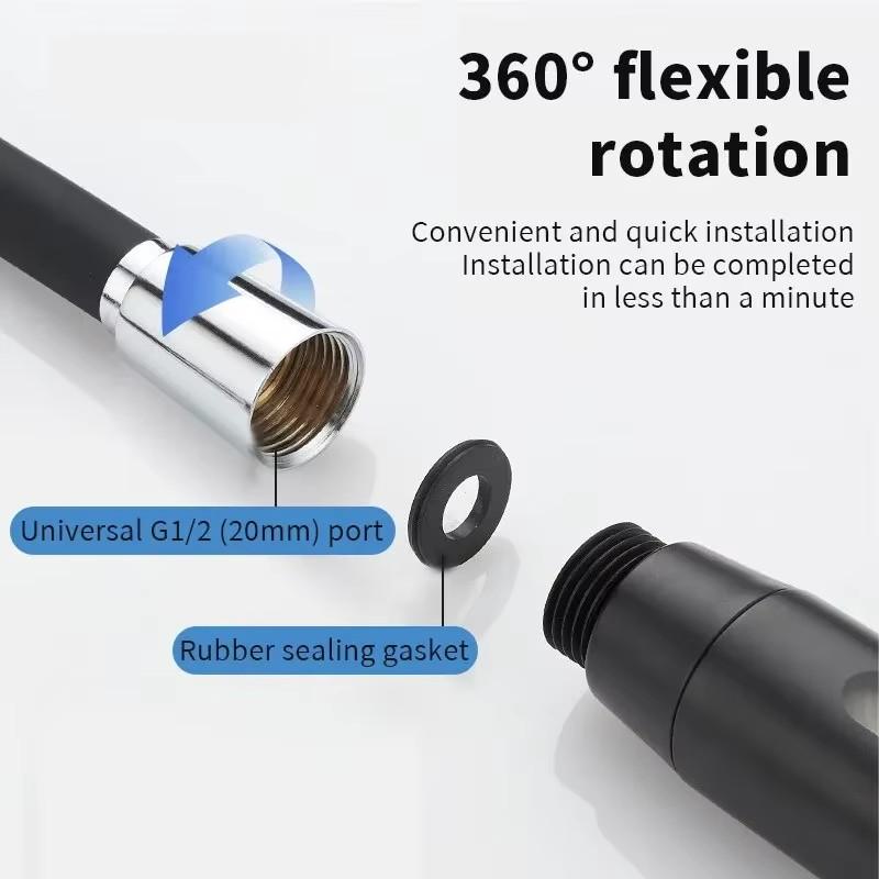 New 1.5/2/3M Silicone Flexible Shower Hose Anti-Winding Extension High Pressure Pipe Showerhead Tube Bathroom Faucte Accessorie