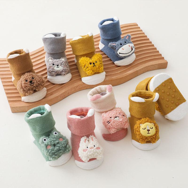0-3Years Newborn Baby Girl Boy Socks Cute Cartoon Animal Socks Non-slip Toddler Floor Socks Winter Thicken Warm Socks for Infant